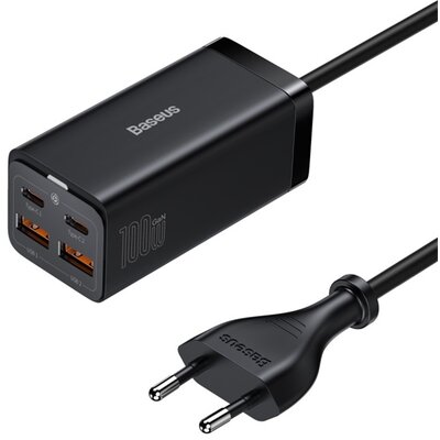 Baseus GaN3 Pro CCGP000101, 2x USB + 2x Type-C, 100W, Fekete univerzális hálózati töltő