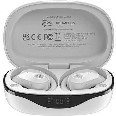 Boompods Sportpods Ocean True Wireless Bluetooth fehér fülhallgató