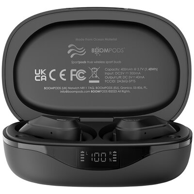 Boompods Sportpods Ocean True Wireless Bluetooth fekete fülhallgató