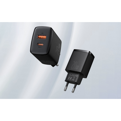 Baseus CCXJ-B01 20W USB/USB C fekete gyorstöltő