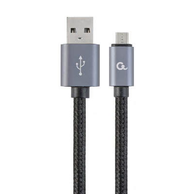 Gembird Cotton braided Micro-USB cable with metal connectors 1,8m Gold