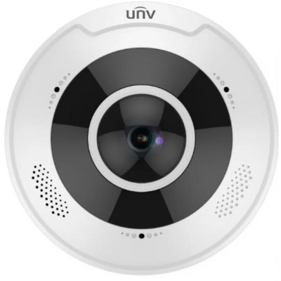 Uniview Pro 4K (12MP) halszem dómkamera, 1.8mm fix objektívvel, mikrofonnal és hangszóróval