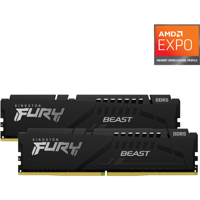 KINGSTON FURY Memória DDR5 32GB 6400MHz CL32 DIMM (Kit of 2) Beast Black EXPO