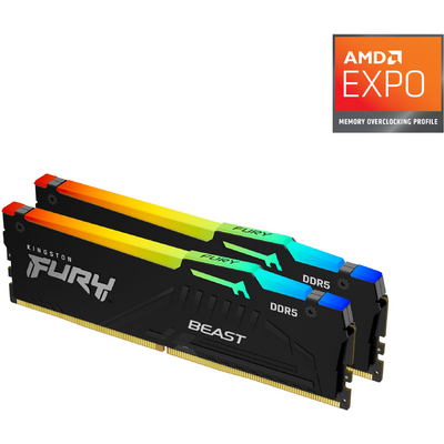 KINGSTON FURY Memória DDR5 32GB 6400MHz CL32 DIMM (Kit of 2) Beast RGB EXPO