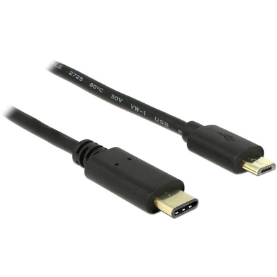 DeLock Cable USB Type-C 2.0 male > USB 2.0 Type Micro-B male 2m Black