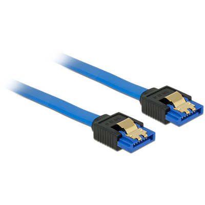 DeLock SATA 6 Gb/s receptacle straight > SATA receptacle straight 20 cm blue with gold clips Cable