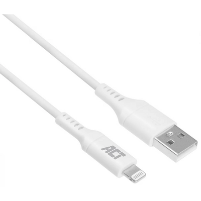 ACT AC3012 USB 2.0 charging/data cable A male - Lightning male 2m MFI certified White