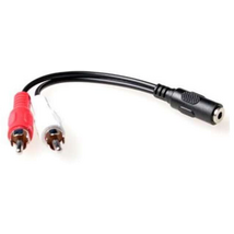 ACT 0,15 meter audio connection cable 1x 3,5 mmm jack male naar 1x 3.5mm stereo jack female - 2x RCA male ACT 0,15 meter audio connection cable 1x 3,5 mmm jack male naar 1x 3.5mm stereo jack female - 2x RCA male
