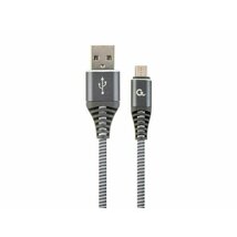 Gembird CC-USB2B-AMmBM-1M-WB2 Premium cotton braided microUSB charging and data cable 1m Space Grey/White