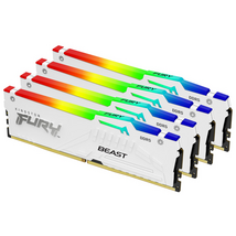 Kingston 128GB DDR5-5600MT/S CL40 DIMM (KIT OF 4) BEAST WHITE RGB XMP Kingston 128GB DDR5-5600MT/S CL40 DIMM (KIT OF 4) BEAST WHITE RGB XMP
