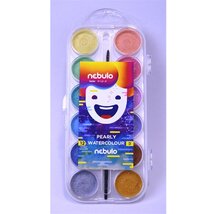 Nebulo 12 gyöngyszínű ecsetes 30 mm-es vízfesték készlet