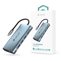 Devia ST399992 Leopard 11in1 3xUSB/Type-C/PD/HDMI/VGA/RJ45/Kártyaolvasó/Jack elosztó adapter Hub Devia ST399992 Leopard 11in1 3xUSB/Type-C/PD/HDMI/VGA/RJ45/Kártyaolvasó/Jack elosztó adapter Hub