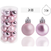 IRIS Karácsonyfa gömb rózsaszín, 24 db-os, 3cm