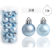 IRIS Karácsonyfa gömb azúrkék, 24 db-os, 3cm