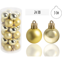 IRIS Karácsonyfa gömb aranysárga, 24 db-os, 3cm