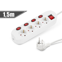 Delight Hálózati Elosztó Kapcsolóval 4DIN 1,5m Black