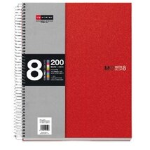 Miquelrius A5 8x25lapos kockás piros spirálfüzet