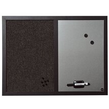 Bi-Office 45x60cm fakeretes ezüst/fekete kombitábla