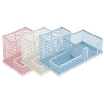 Deli téglalap alakú fémhálós színes írószertartó