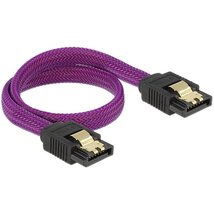 Delock 83690 6 Gb/s 30 cm egyenes/ egyenes (fémlappal) metál lila prémium SATA összekötő kábel Delock 83690 6 Gb/s 30 cm egyenes/ egyenes (fémlappal) metál lila prémium SATA összekötő kábel