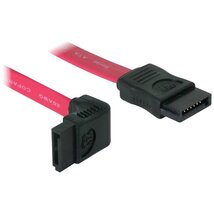 Delock SATA piros, felfele/egyenes csatl., 30 cm-es összekötő kábel