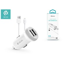 Devia ST326905 Devia Smart dual port Lightning car charger 3,1A - autós töltő 2xUSB + Lightning kábel Devia ST326905 Devia Smart dual port Lightning car charger 3,1A - autós töltő 2xUSB + Lightning kábel