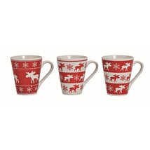 Karácsonyi 10cm rénszarvasos kerámia bögre