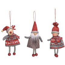 Karácsonyi 6x12x4cm textil lógatható dísz