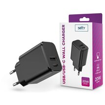 Setty TF-0120 20W Type-C/USB fekete hálózati töltő Setty TF-0120 20W Type-C/USB fekete hálózati töltő
