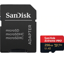 Sandisk EXTREME PRO MICROSDXC 256GB+SD ADAPTER 200MB/S 140MB/S A2 C10 V