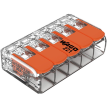 WAGO 221-615 15db/csomag 41A/450V leágazás 5x 0,5-6mm2 átlátszó vezetékösszekötő WAGO 221-615 15db/csomag 41A/450V leágazás 5x 0,5-6mm2 átlátszó vezetékösszekötő