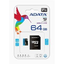 ADATA MicroSD kártya - 64GB microSDXC UHS-I Class10 A1 (R/W: 100/25 MB/s) + adapter