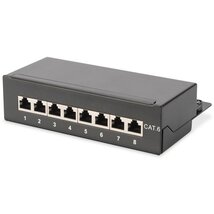 DIGITUS CAT6 8port asztali fekete árnyékolt patch panel