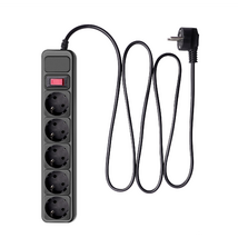 Akyga AK-SP-06B Túlfeszültségvédő Kapcsolóval 5DIN 3m Black Akyga AK-SP-06B Túlfeszültségvédő Kapcsolóval 5DIN 3m Black