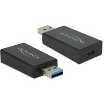 DELOCK Átalakító USB 3.1 Gen 2 Type-A male to USB Type-C female, aktív, fekete