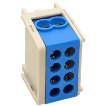 Tracon FLE-35/25K sínre szerelhető/ kék/ 1×35+1×25mm2/1×35+1×25mm2/ 400VAC/ 125A főáramköri leágazó kapocs Tracon FLE-35/25K sínre szerelhető/ kék/ 1×35+1×25mm2/1×35+1×25mm2/ 400VAC/ 125A főáramköri leágazó kapocs