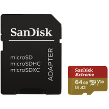 SANDISK MICROSD EXTREME KÁRTYA 64GB, 170/80 MB/s, A2 C10 V30 UHS-I U3