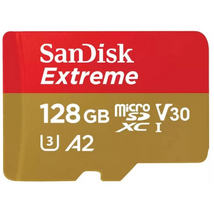 Sandisk 128GB microSDXC Class 10 U3 V30 A2 Extreme + adapterrel