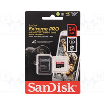 Sandisk 64GB microSDXC Extreme Pro Class 10 UHS-I A2 C10 V30 + adapterrel