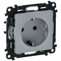 Legrand 753325 Valena Life gyermekvédelem nélkül/ csavaros vezetékbekötéssel alumínium 2P+F csatlakozóaljzat