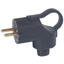Legrand 050252 oldalsó bekötésű kihúzóval fekete földelt csatlakozódugó Legrand 050252 oldalsó bekötésű kihúzóval fekete földelt csatlakozódugó