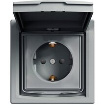 Schneider EPH3100362 ASFORA GYV/csapfedeles/IP44 acél 2P+F csatlakozóaljzat