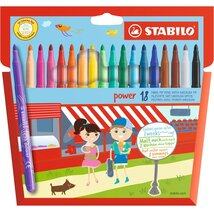 Stabilo power 18db-os vegyes színű vastag filctoll készlet