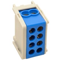 Tracon FLE-25K sínre szerelhető/ kék/ 2×25mm2 / 2×25mm2/ 400VAC/ 101A főáramköri leágazó kapocs Tracon FLE-25K sínre szerelhető/ kék/ 2×25mm2 / 2×25mm2/ 400VAC/ 101A főáramköri leágazó kapocs