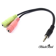 BLACKBIRD Átalakító Headset Stereo jack 1x 3.5mm 4 pin male to 2x 3.5mm 3 pin female (OMTP)