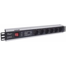 Manhattan elosztó - 19" 1.5U Rackmount elosztó, 6 aljzat, LED fény, 3m, ki-be kapcsológomb