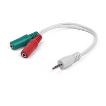 Gembird 3.5mm 4-pin plug to 3.5mm stereo + microphone sockets adapter cable 0,15m White