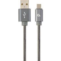 Gembird CC-USB2S-AMmBM-1M-BG microUSB Premium spiral metal charging and data cable 1m Metallic Grey