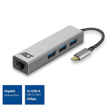ACT AC7055 USB-C Hub 3 port with Gigabyte Ethernet Grey