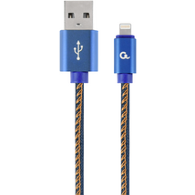Gembird CC-USB2J-AMLM-1M-BL Lightning Premium cotton braided 8-pin charging and data cable 1m Blue
